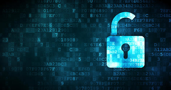 A padlock among code, illustrating Data Privacy and Encryption